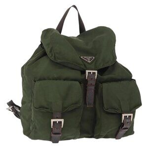 PRADA Backpack Nylon Khaki Silver